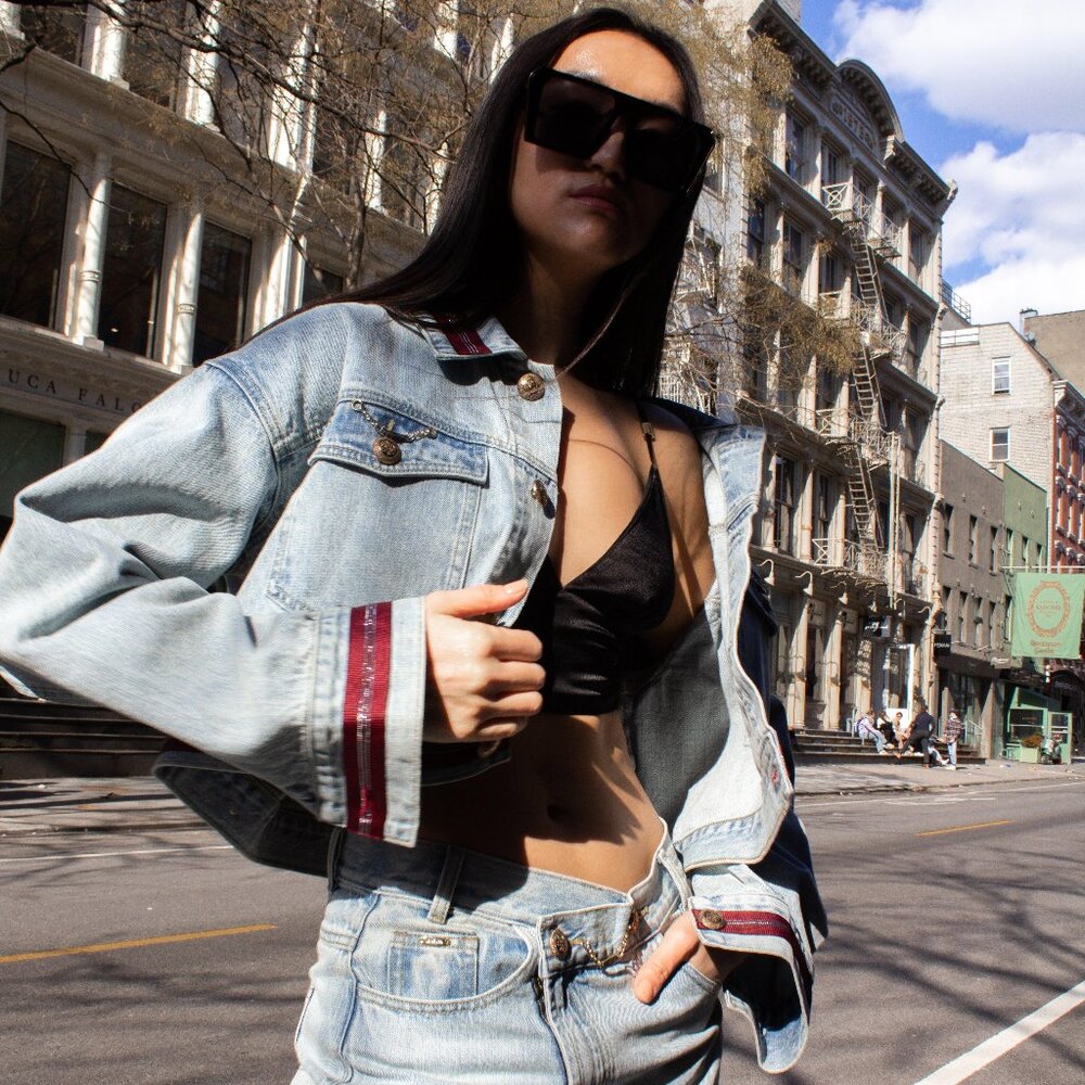 Danielle Denim Jacket with Red Lining – Women’s Casual Style